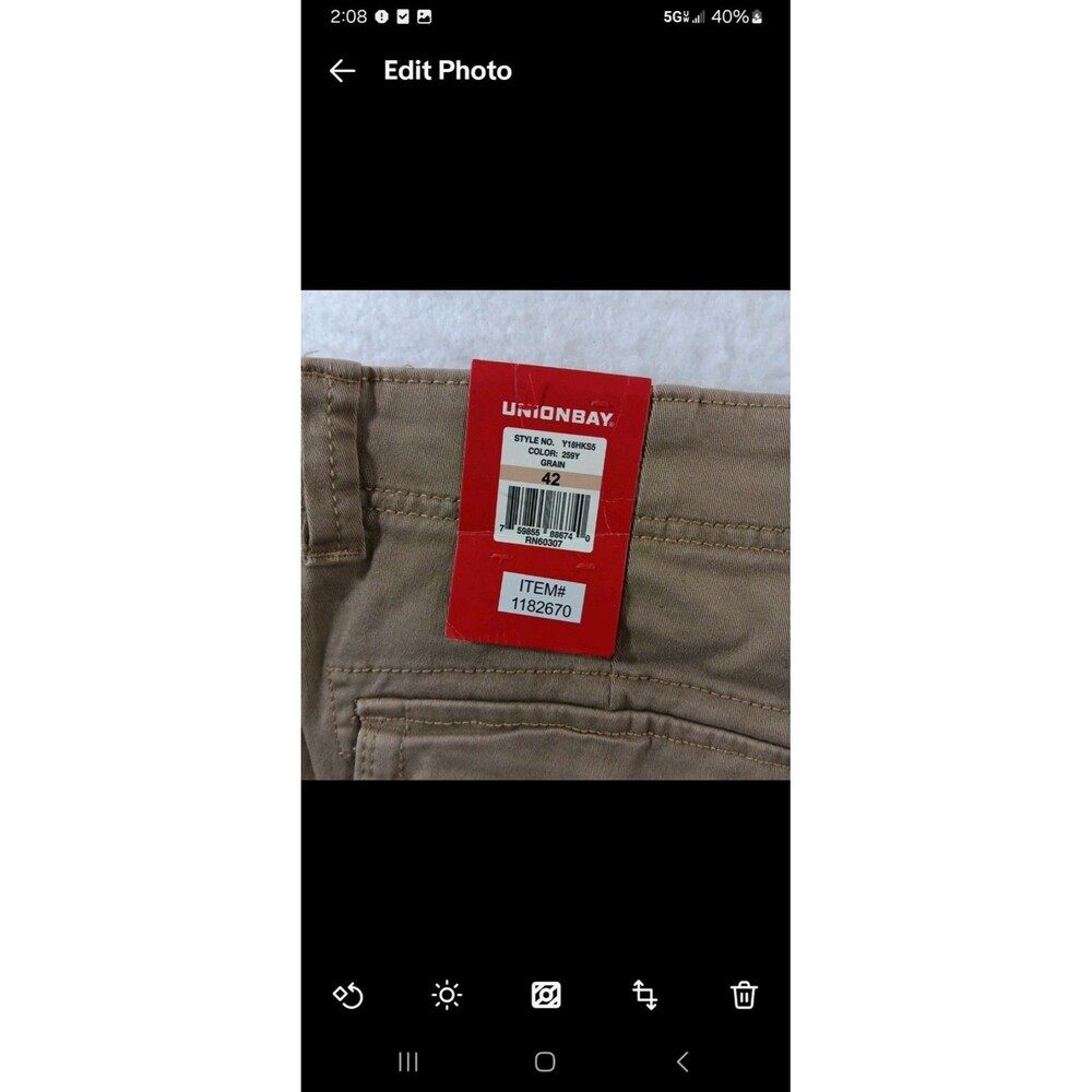 Union Bay Flex Waist Cargo Shorts Men's Size 42 Tan * - Picture 5 of 11